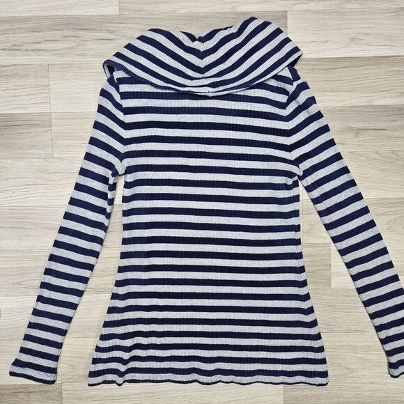 Chip And Pepper Anthropologie Womens Blue Gray Stripe Waffle Cowl Neck... - Picture 9 of 9